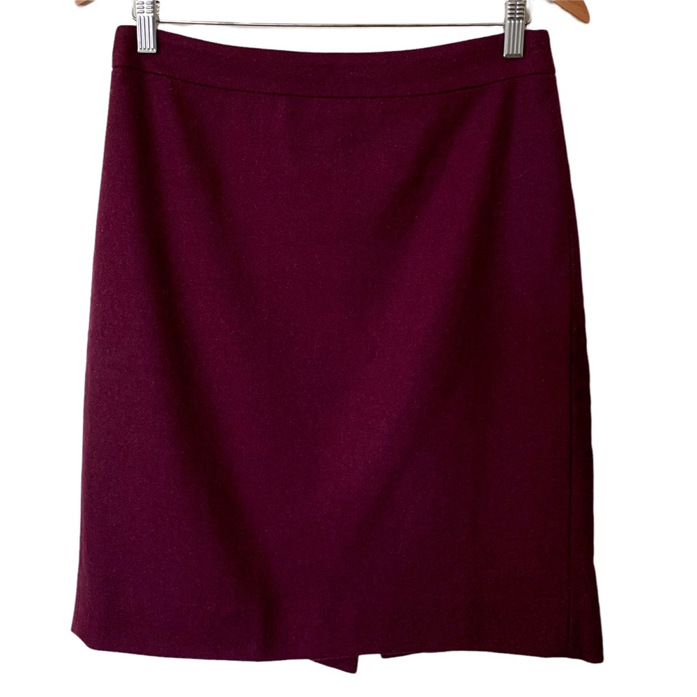 J. Crew Wool The Pencil Skirt Women’s Size 2 Burgundy Maroon Wine